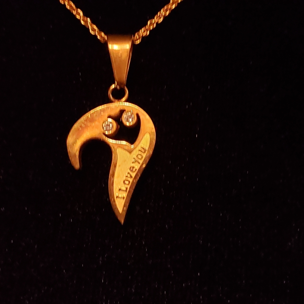 Vintage "I love You"  Half Jeart Necklace